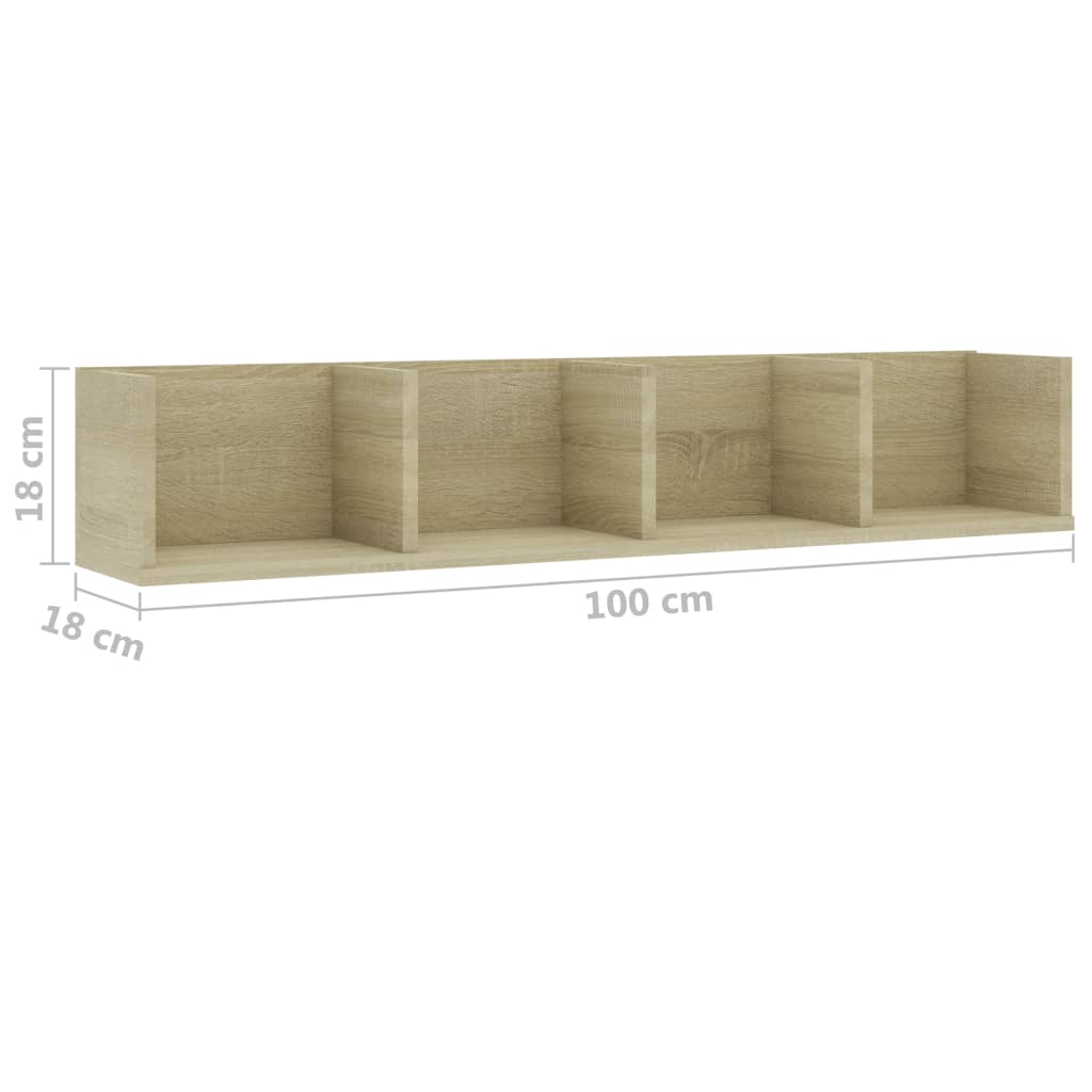 CD Wall Shelf Sonoma Oak 100x18x18 cm Chipboard- Wall Shelves & Ledges - HomeShopIreland - Home Shop Ireland - Wall Shelves & Ledges - CD Wall Shelf Sonoma Oak 100x18x18 cm Chipboard