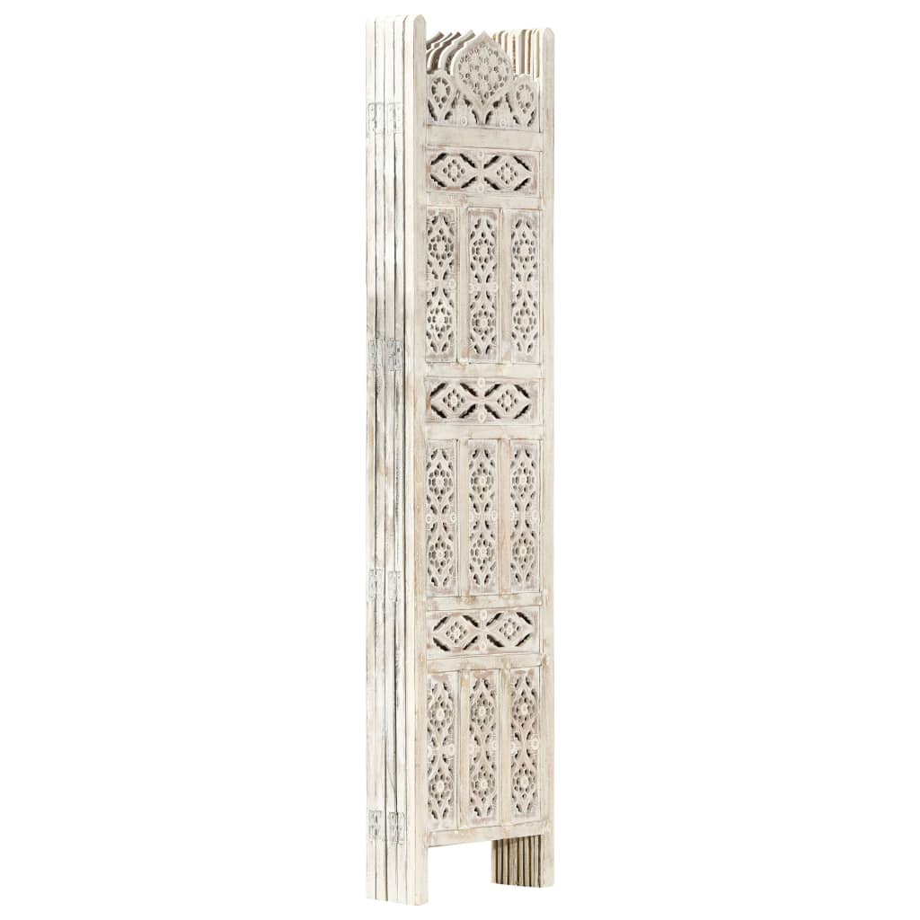 Hand carved 5-Panel Room Divider White 200x165 cm Solid Mango Wood- Room Dividers - HomeShopIreland - Home Shop Ireland - Room Dividers - Hand carved 5-Panel Room Divider White 200x165 cm Solid Mango Wood