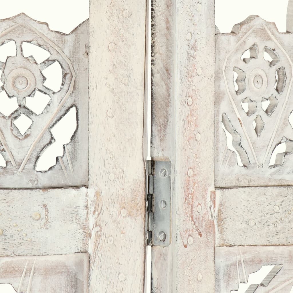 Hand carved 5-Panel Room Divider White 200x165 cm Solid Mango Wood- Room Dividers - HomeShopIreland - Home Shop Ireland - Room Dividers - Hand carved 5-Panel Room Divider White 200x165 cm Solid Mango Wood