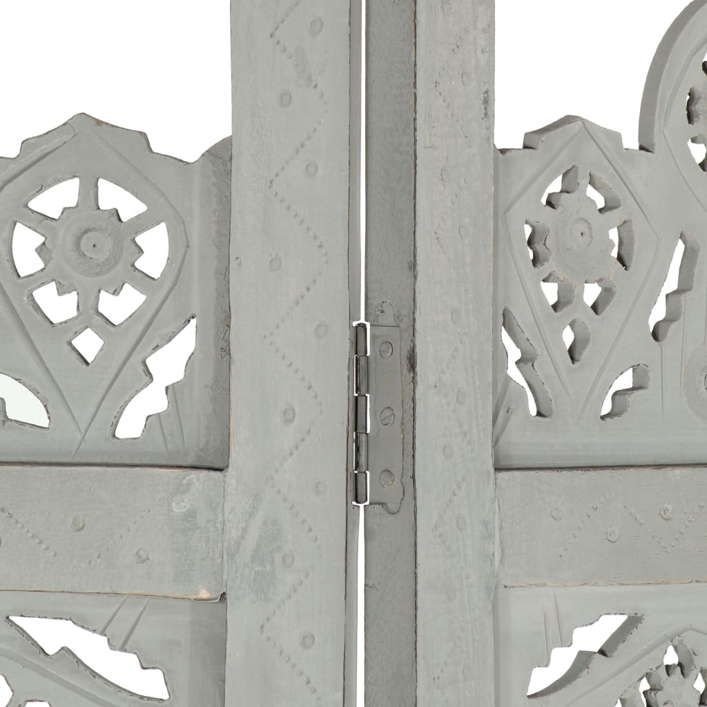 Hand carved 4-Panel Room Divider Grey 160x165 cm Solid Mango Wood- Room Dividers - HomeShopIreland - Home Shop Ireland - Room Dividers - Hand carved 4-Panel Room Divider Grey 160x165 cm Solid Mango Wood