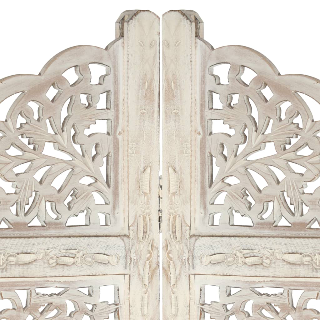 Hand carved 4-Panel Room Divider White 160x165 cm Solid Mango Wood- Room Dividers - HomeShopIreland - Home Shop Ireland - Room Dividers - Hand carved 4-Panel Room Divider White 160x165 cm Solid Mango Wood