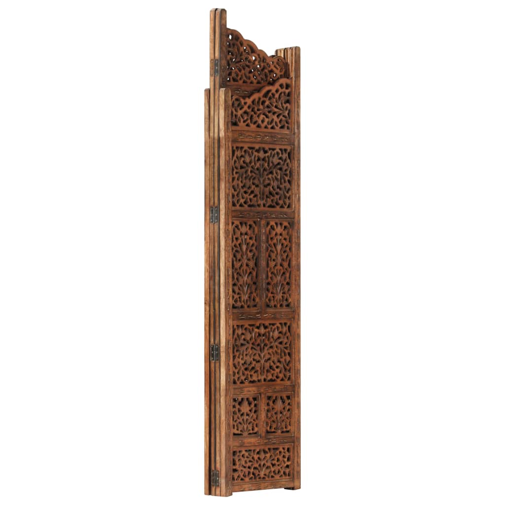 Hand carved 4-Panel Room Divider Brown 160x165 cm Solid Mango Wood- Room Dividers - HomeShopIreland - Home Shop Ireland - Room Dividers - Hand carved 4-Panel Room Divider Brown 160x165 cm Solid Mango Wood
