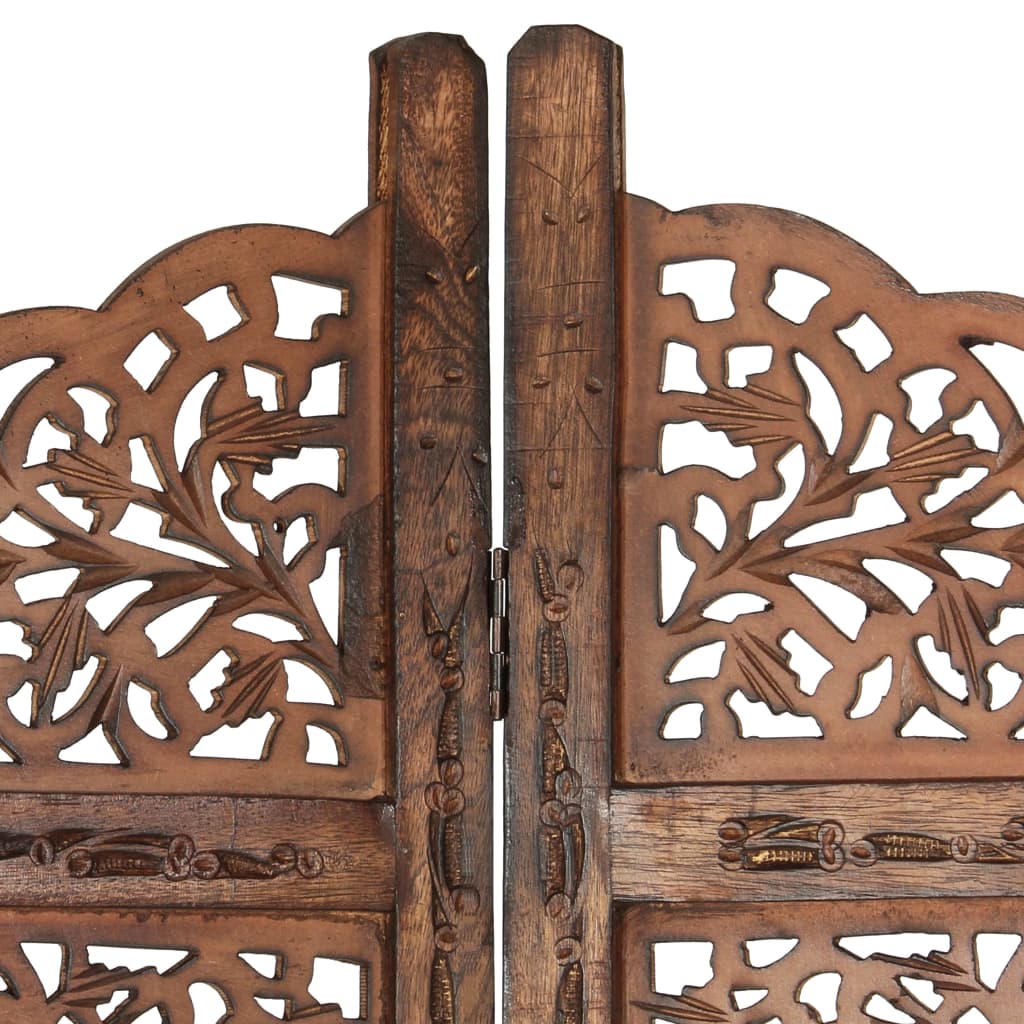 Hand carved 4-Panel Room Divider Brown 160x165 cm Solid Mango Wood- Room Dividers - HomeShopIreland - Home Shop Ireland - Room Dividers - Hand carved 4-Panel Room Divider Brown 160x165 cm Solid Mango Wood