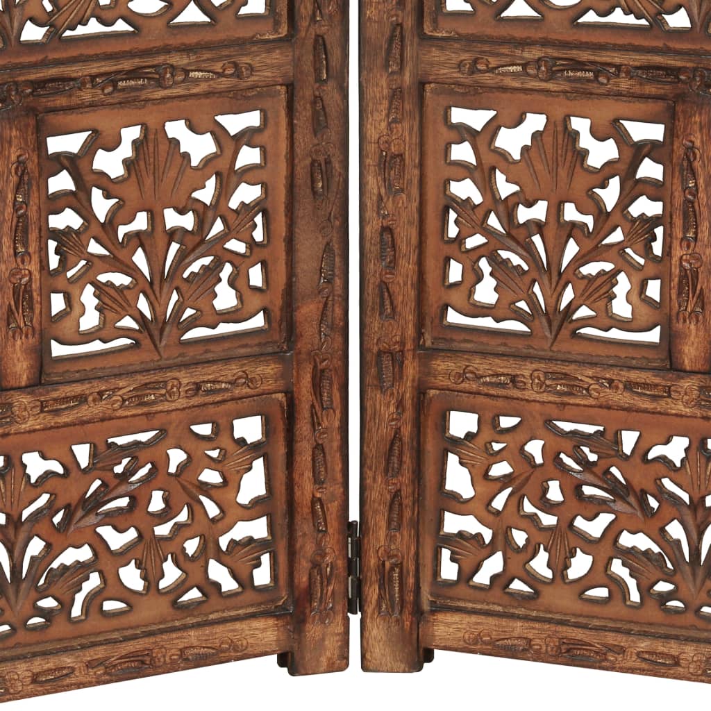 Hand carved 4-Panel Room Divider Brown 160x165 cm Solid Mango Wood- Room Dividers - HomeShopIreland - Home Shop Ireland - Room Dividers - Hand carved 4-Panel Room Divider Brown 160x165 cm Solid Mango Wood