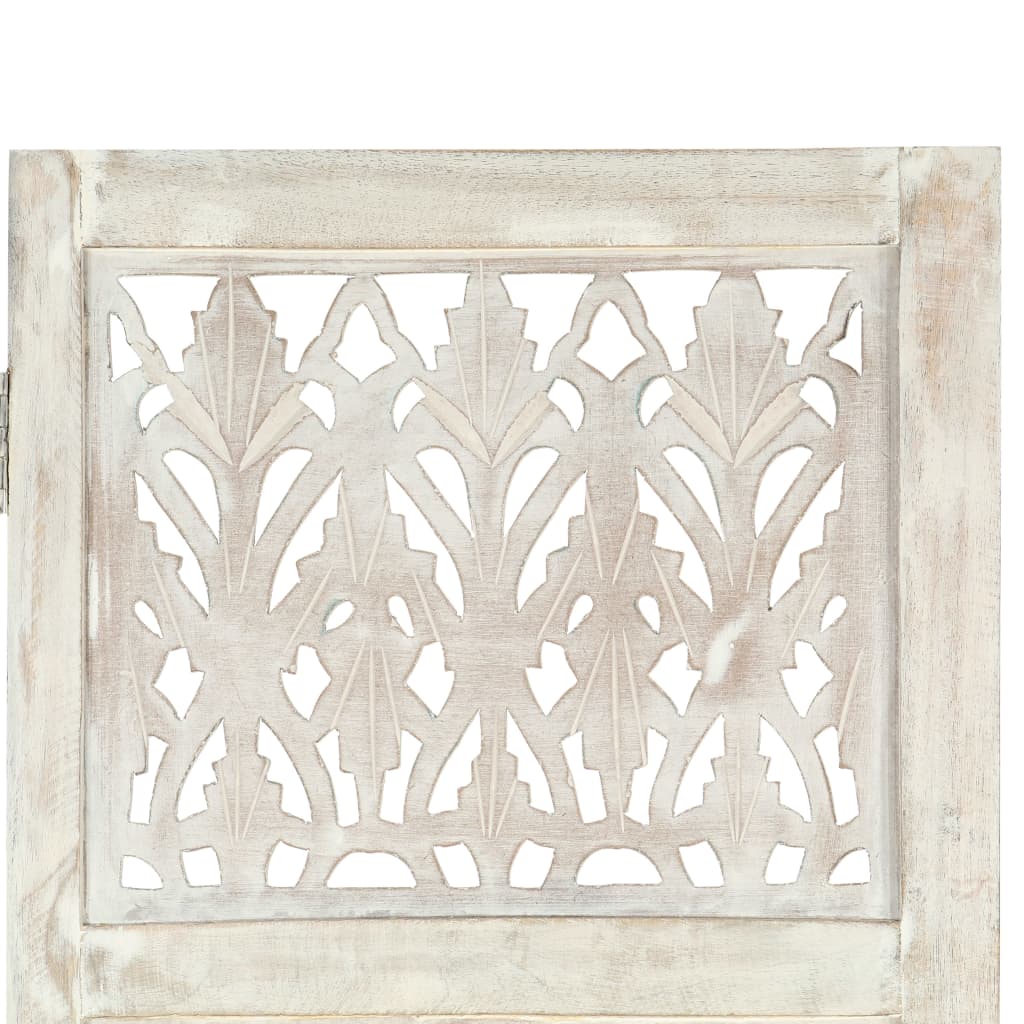 Hand carved 5-Panel Room Divider White 200x165 cm Solid Mango Wood- Room Dividers - HomeShopIreland - Home Shop Ireland - Room Dividers - Hand carved 5-Panel Room Divider White 200x165 cm Solid Mango Wood