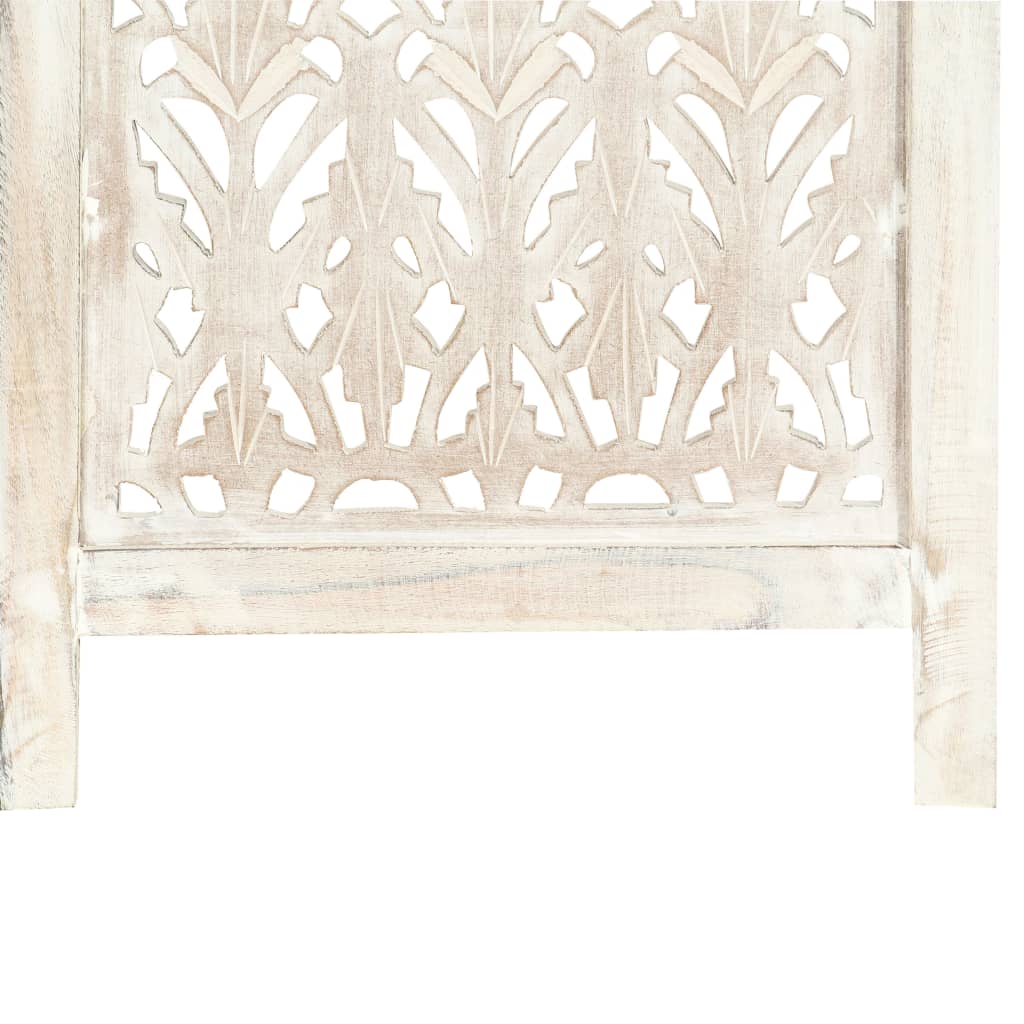 Hand carved 5-Panel Room Divider White 200x165 cm Solid Mango Wood- Room Dividers - HomeShopIreland - Home Shop Ireland - Room Dividers - Hand carved 5-Panel Room Divider White 200x165 cm Solid Mango Wood
