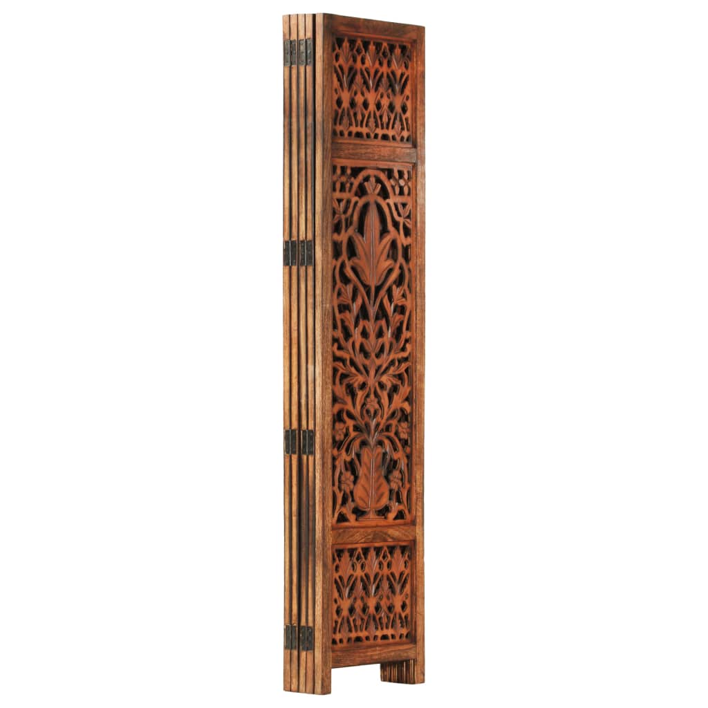 Hand Carved 5-Panel Room Divider Brown 200x165 cm Solid Mango Wood- Room Dividers - HomeShopIreland - Home Shop Ireland - Room Dividers - Hand Carved 5-Panel Room Divider Brown 200x165 cm Solid Mango Wood