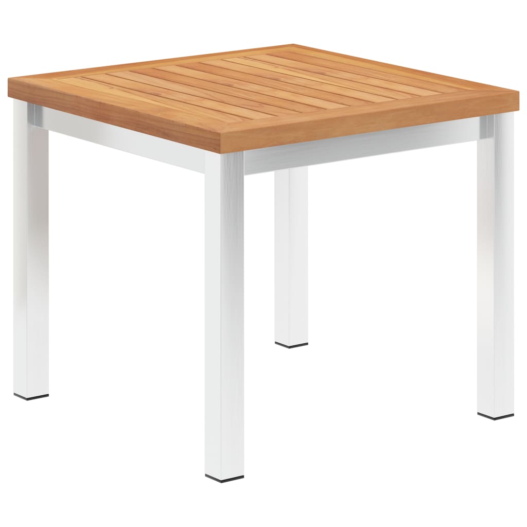 Garden Side Table 45x45x38 cm Solid Teak Wood and Stainless Steel- Outdoor Tables - HomeShopIreland - Home Shop Ireland - Outdoor Tables - Garden Side Table 45x45x38 cm Solid Teak Wood and Stainless Steel