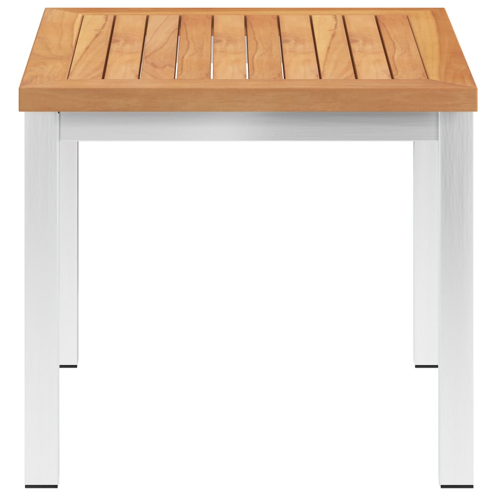 Garden Side Table 45x45x38 cm Solid Teak Wood and Stainless Steel- Outdoor Tables - HomeShopIreland - Home Shop Ireland - Outdoor Tables - Garden Side Table 45x45x38 cm Solid Teak Wood and Stainless Steel