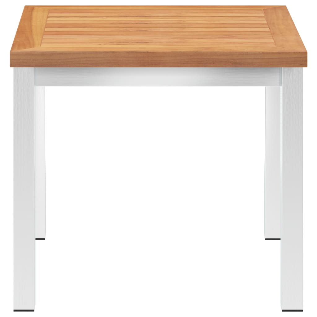 Garden Side Table 45x45x38 cm Solid Teak Wood and Stainless Steel- Outdoor Tables - HomeShopIreland - Home Shop Ireland - Outdoor Tables - Garden Side Table 45x45x38 cm Solid Teak Wood and Stainless Steel