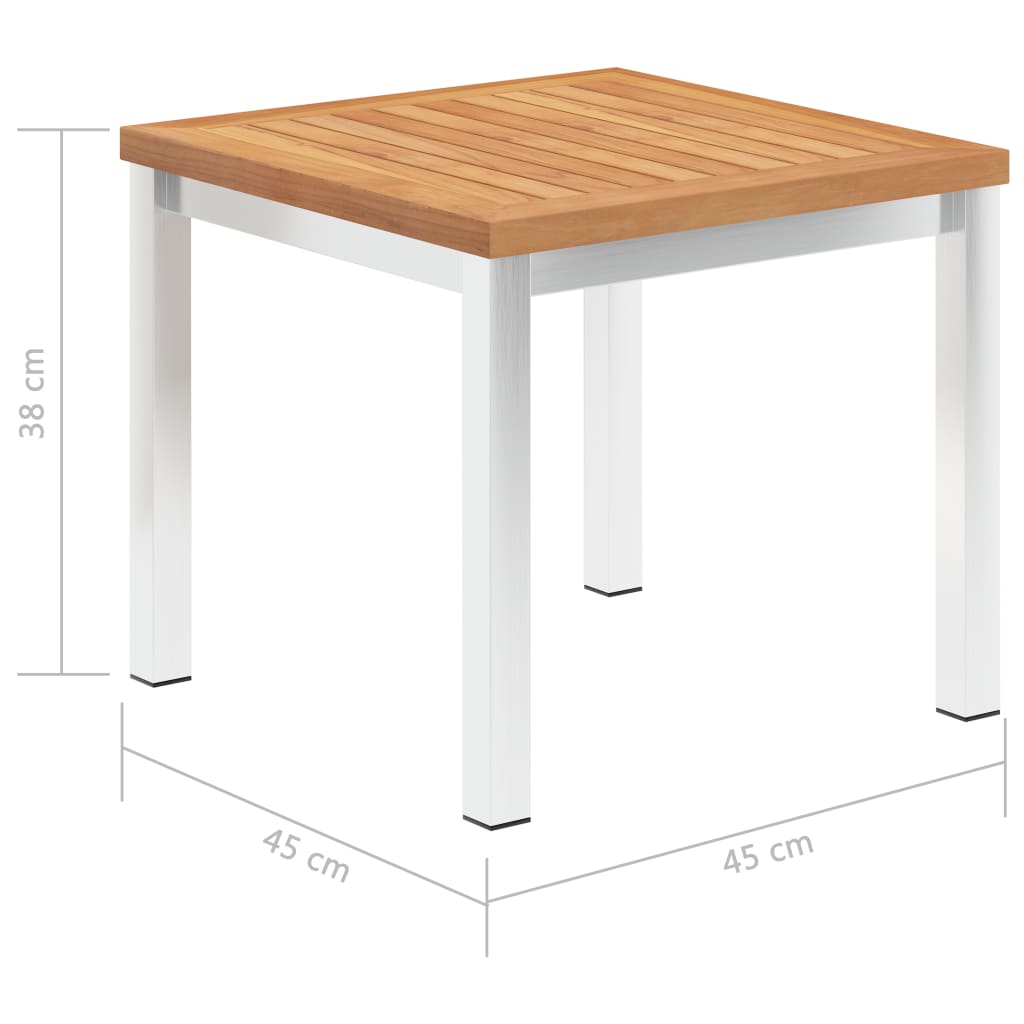 Garden Side Table 45x45x38 cm Solid Teak Wood and Stainless Steel- Outdoor Tables - HomeShopIreland - Home Shop Ireland - Outdoor Tables - Garden Side Table 45x45x38 cm Solid Teak Wood and Stainless Steel