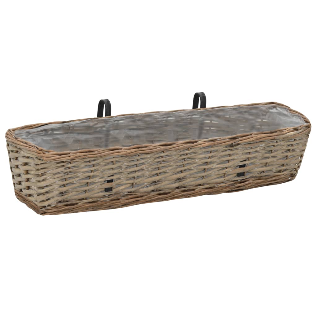 Balcony Planter 2 pcs Wicker with PE Lining 80 cm- Pots & Planters - HomeShopIreland - Home Shop Ireland - Pots & Planters - Balcony Planter 2 pcs Wicker with PE Lining 80 cm