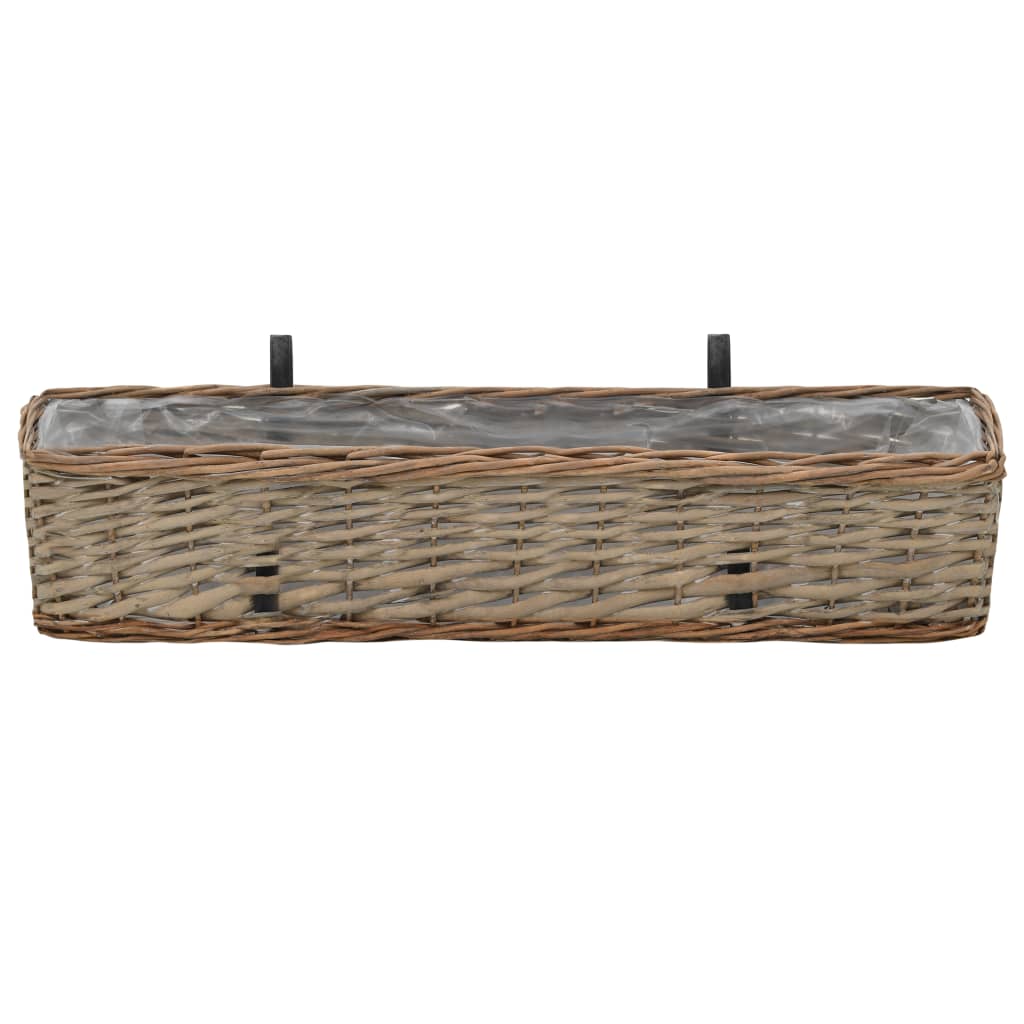 Balcony Planter 2 pcs Wicker with PE Lining 80 cm- Pots & Planters - HomeShopIreland - Home Shop Ireland - Pots & Planters - Balcony Planter 2 pcs Wicker with PE Lining 80 cm