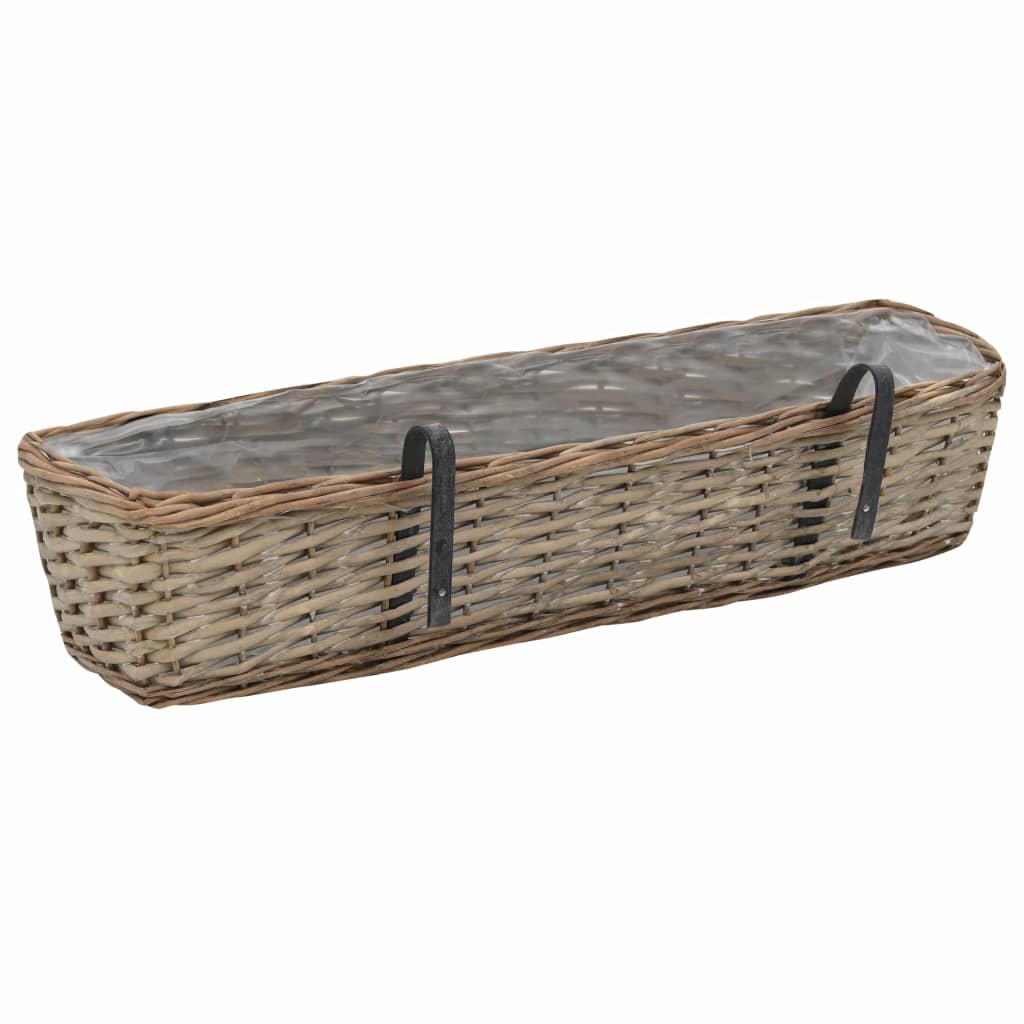 Balcony Planter 2 pcs Wicker with PE Lining 80 cm- Pots & Planters - HomeShopIreland - Home Shop Ireland - Pots & Planters - Balcony Planter 2 pcs Wicker with PE Lining 80 cm