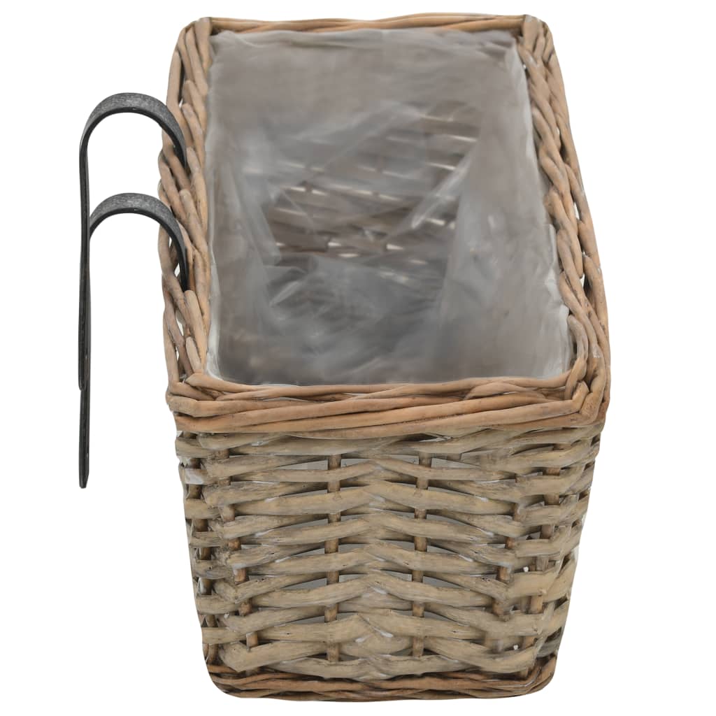 Balcony Planter 2 pcs Wicker with PE Lining 80 cm- Pots & Planters - HomeShopIreland - Home Shop Ireland - Pots & Planters - Balcony Planter 2 pcs Wicker with PE Lining 80 cm