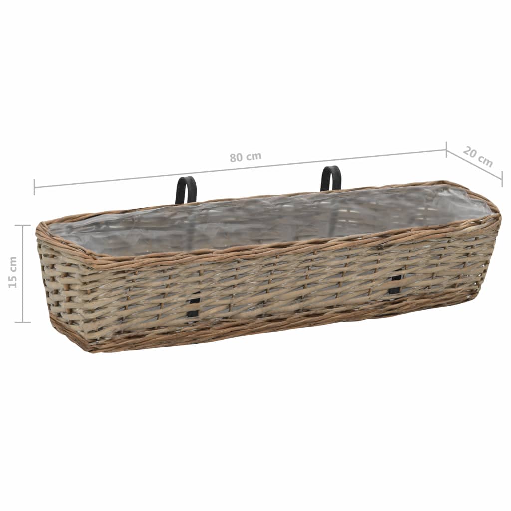 Balcony Planter 2 pcs Wicker with PE Lining 80 cm- Pots & Planters - HomeShopIreland - Home Shop Ireland - Pots & Planters - Balcony Planter 2 pcs Wicker with PE Lining 80 cm