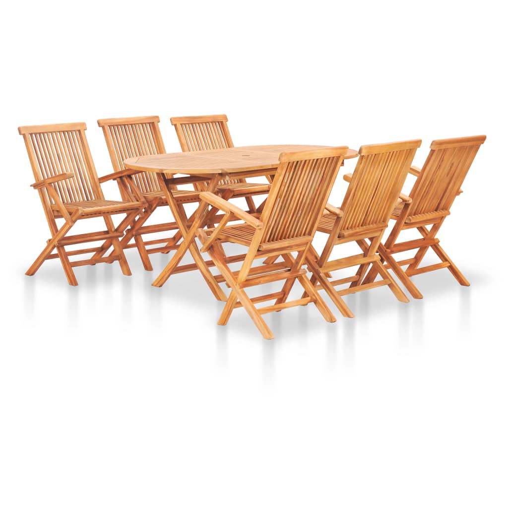7 Piece Folding Outdoor Dining Set Solid Teak Wood- Outdoor Furniture Sets - HomeShopIreland - Home Shop Ireland - Outdoor Furniture Sets - 7 Piece Folding Outdoor Dining Set Solid Teak Wood
