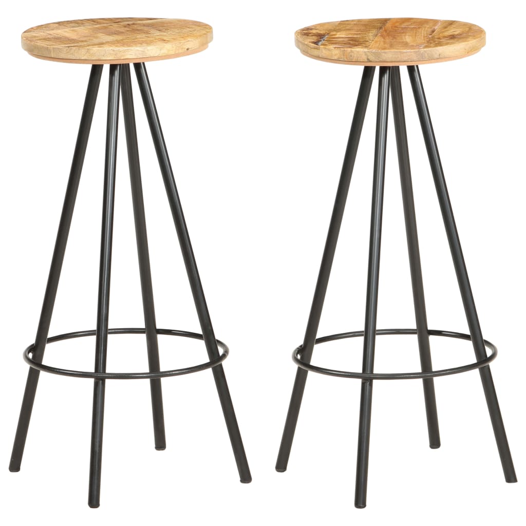 Bar Stools 2 pcs Rough Mango Wood- Table & Bar Stools - HomeShopIreland - Home Shop Ireland - Table & Bar Stools - Bar Stools 2 pcs Rough Mango Wood