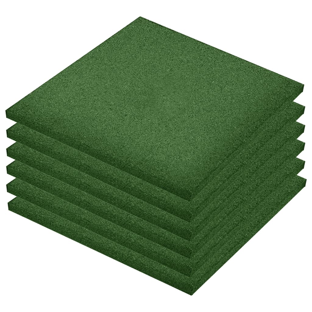 Fall Protection Tiles 6 pcs Rubber 50x50x3 cm Green- Flooring & Carpet - HomeShopIreland - Home Shop Ireland - Flooring & Carpet - Fall Protection Tiles 6 pcs Rubber 50x50x3 cm Green