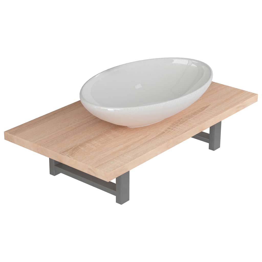 Two Piece Bathroom Furniture Set Ceramic Oak- Bathroom Furniture Sets - HomeShopIreland - Home Shop Ireland - Bathroom Furniture Sets - Two Piece Bathroom Furniture Set Ceramic Oak