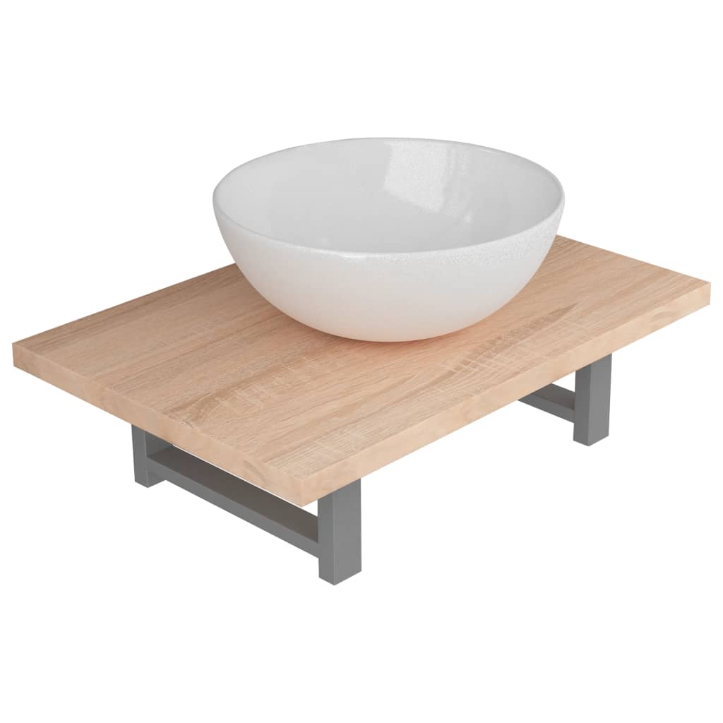 Two Piece Bathroom Furniture Set Ceramic Oak- Bathroom Furniture Sets - HomeShopIreland - Home Shop Ireland - Bathroom Furniture Sets - Two Piece Bathroom Furniture Set Ceramic Oak