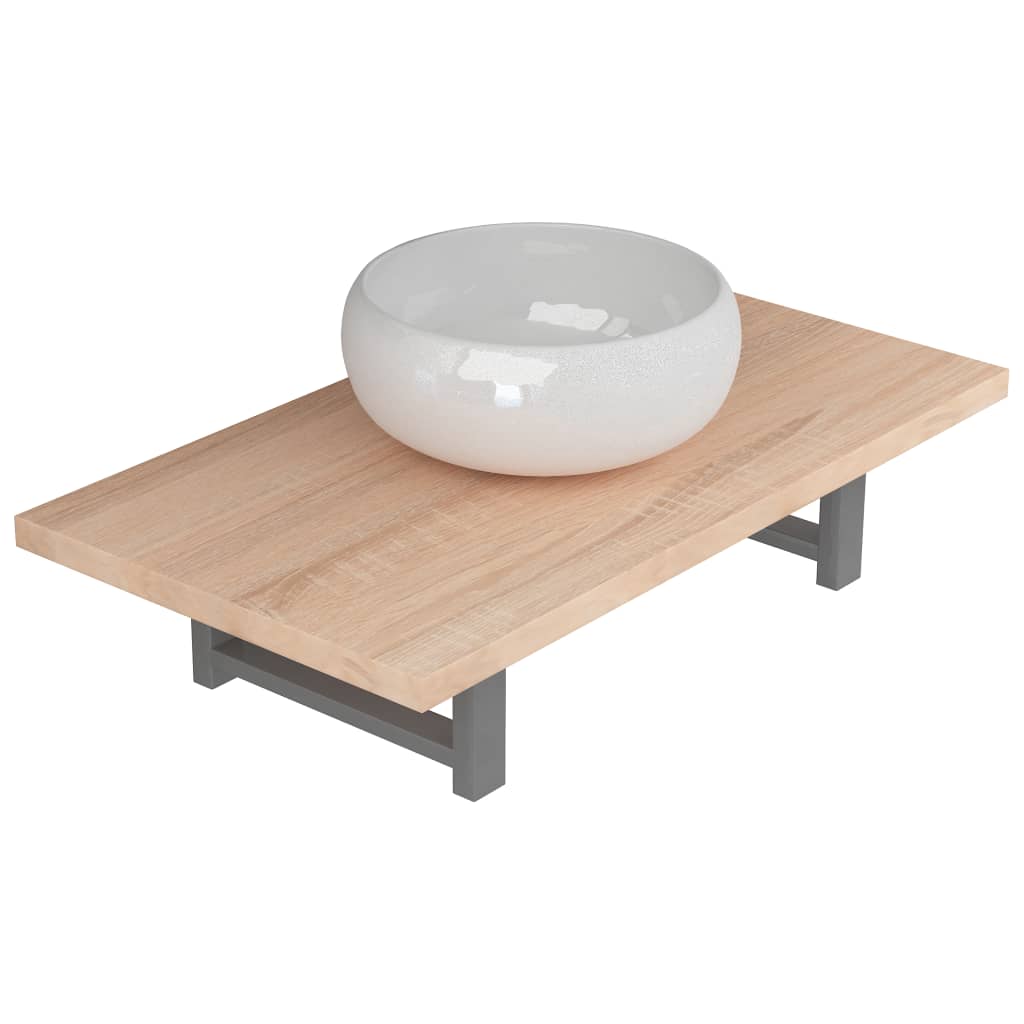 Two Piece Bathroom Furniture Set Ceramic Oak- Bathroom Furniture Sets - HomeShopIreland - Home Shop Ireland - Bathroom Furniture Sets - Two Piece Bathroom Furniture Set Ceramic Oak