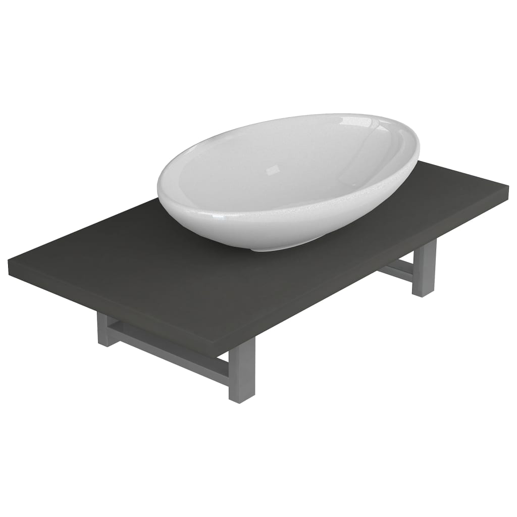 Two Piece Bathroom Furniture Set Ceramic Grey- Bathroom Furniture Sets - HomeShopIreland - Home Shop Ireland - Bathroom Furniture Sets - Two Piece Bathroom Furniture Set Ceramic Grey