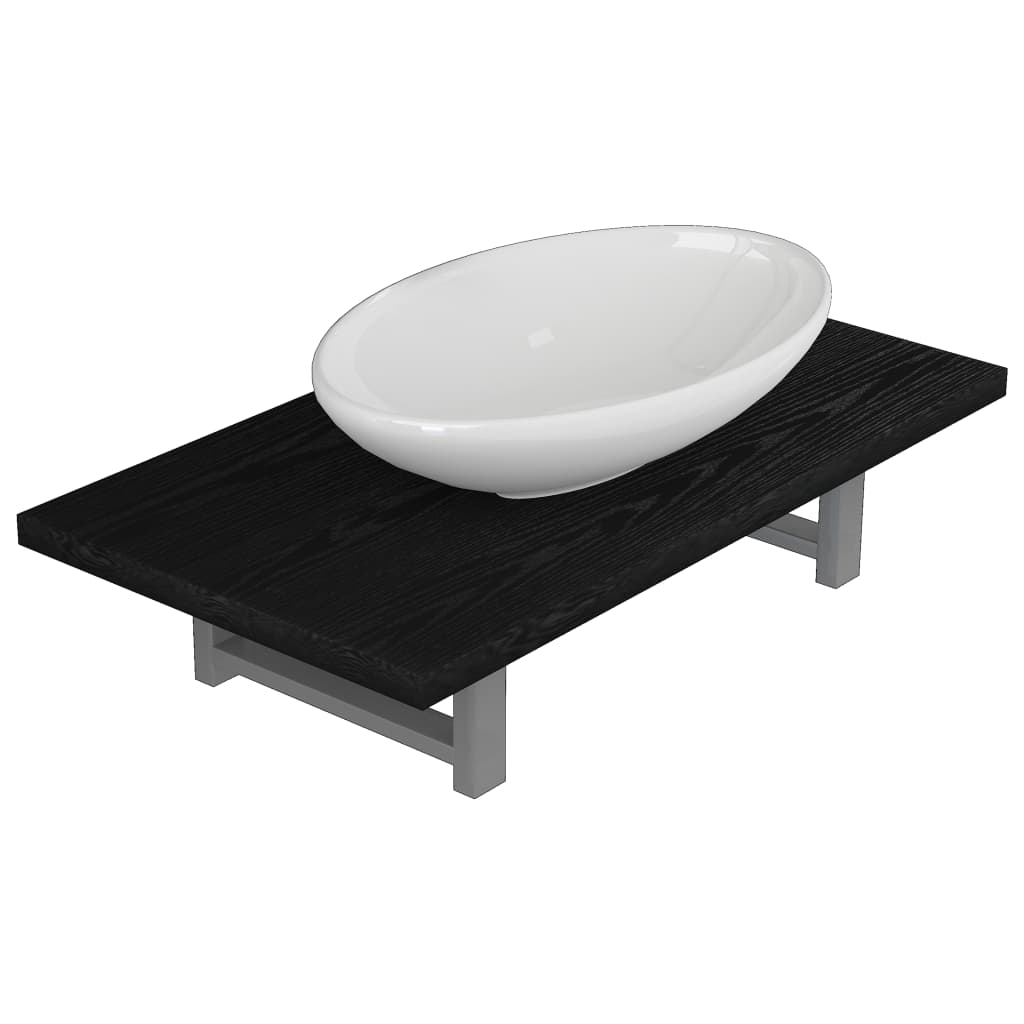 Two Piece Bathroom Furniture Set Ceramic Black- Bathroom Furniture Sets - HomeShopIreland - Home Shop Ireland - Bathroom Furniture Sets - Two Piece Bathroom Furniture Set Ceramic Black