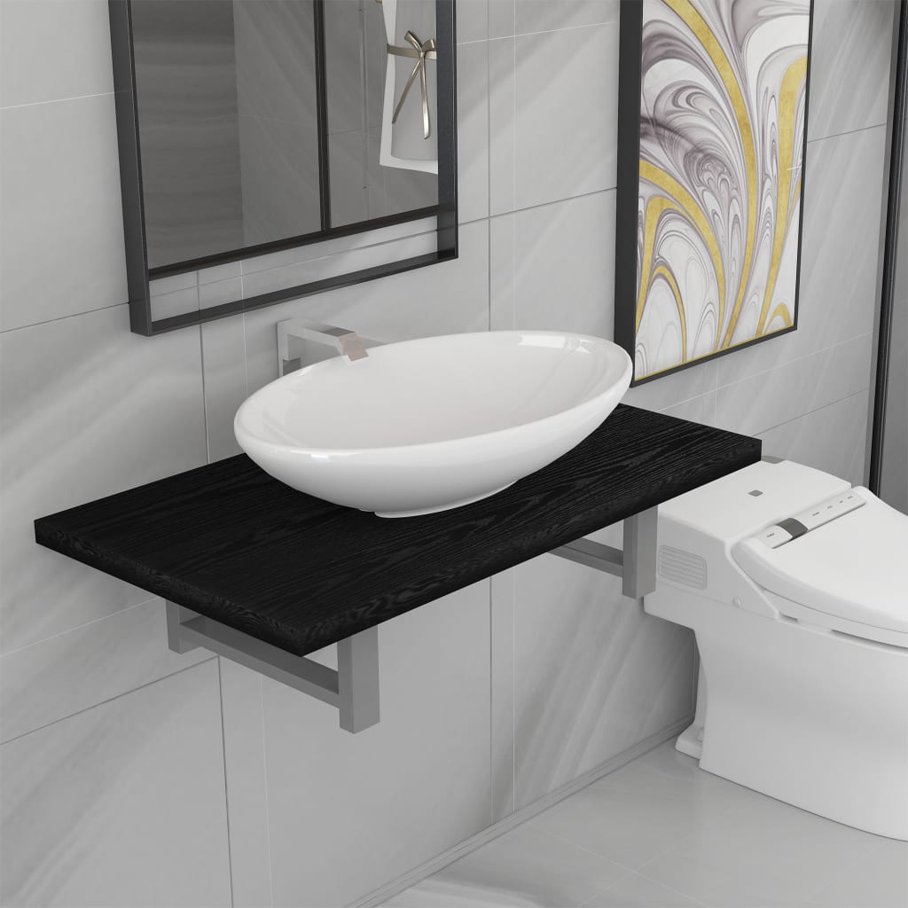 Two Piece Bathroom Furniture Set Ceramic Black- Bathroom Furniture Sets - HomeShopIreland - Home Shop Ireland - Bathroom Furniture Sets - Two Piece Bathroom Furniture Set Ceramic Black