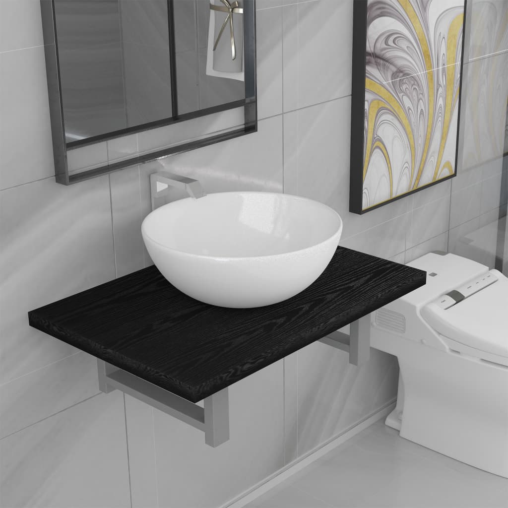 Two Piece Bathroom Furniture Set Ceramic Black- Bathroom Furniture Sets - HomeShopIreland - Home Shop Ireland - Bathroom Furniture Sets - Two Piece Bathroom Furniture Set Ceramic Black