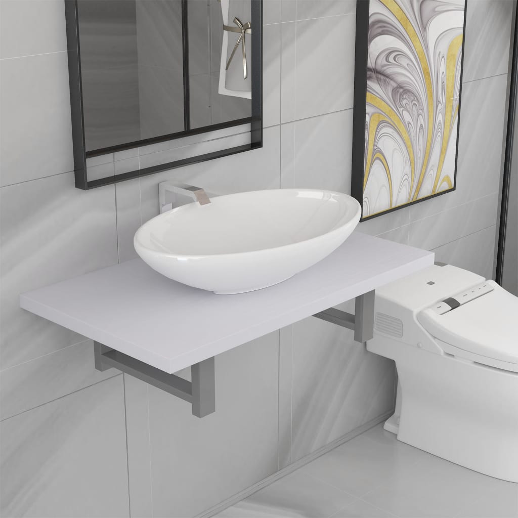 Two Piece Bathroom Furniture Set Ceramic White- Bathroom Furniture Sets - HomeShopIreland - Home Shop Ireland - Bathroom Furniture Sets - Two Piece Bathroom Furniture Set Ceramic White