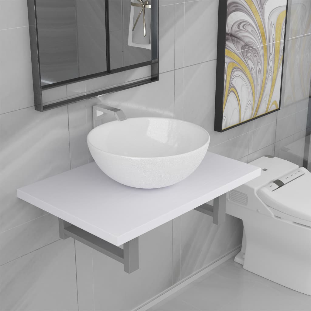 Two Piece Bathroom Furniture Set Ceramic White- Bathroom Furniture Sets - HomeShopIreland - Home Shop Ireland - Bathroom Furniture Sets - Two Piece Bathroom Furniture Set Ceramic White