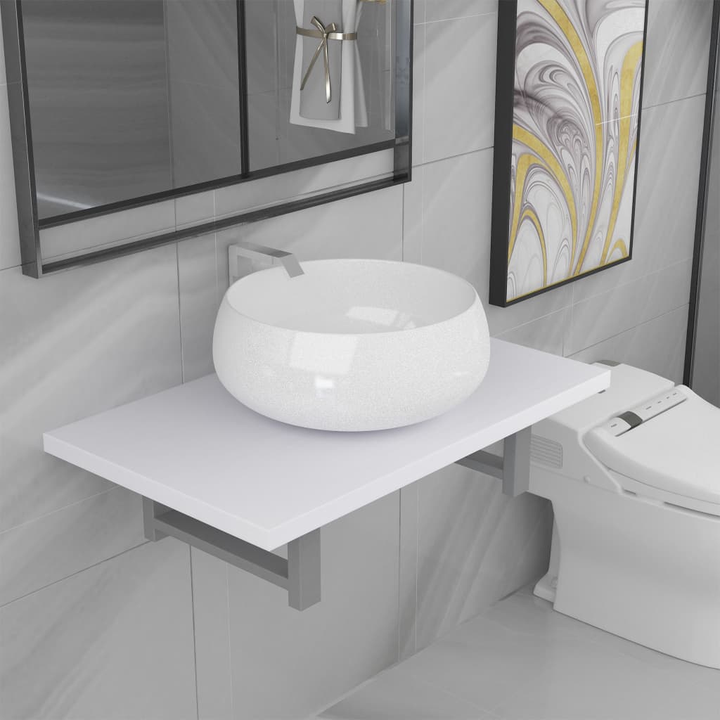 Two Piece Bathroom Furniture Set Ceramic White- Bathroom Furniture Sets - HomeShopIreland - Home Shop Ireland - Bathroom Furniture Sets - Two Piece Bathroom Furniture Set Ceramic White
