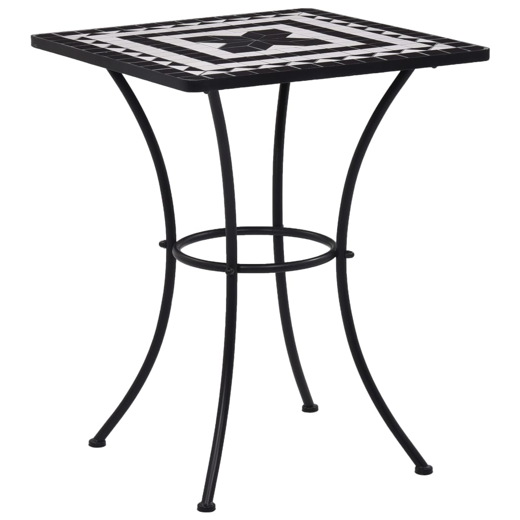 3 Piece Mosaic Bistro Set Ceramic Tile Black and White- Outdoor Furniture Sets - HomeShopIreland - Home Shop Ireland - Outdoor Furniture Sets - 3 Piece Mosaic Bistro Set Ceramic Tile Black and White