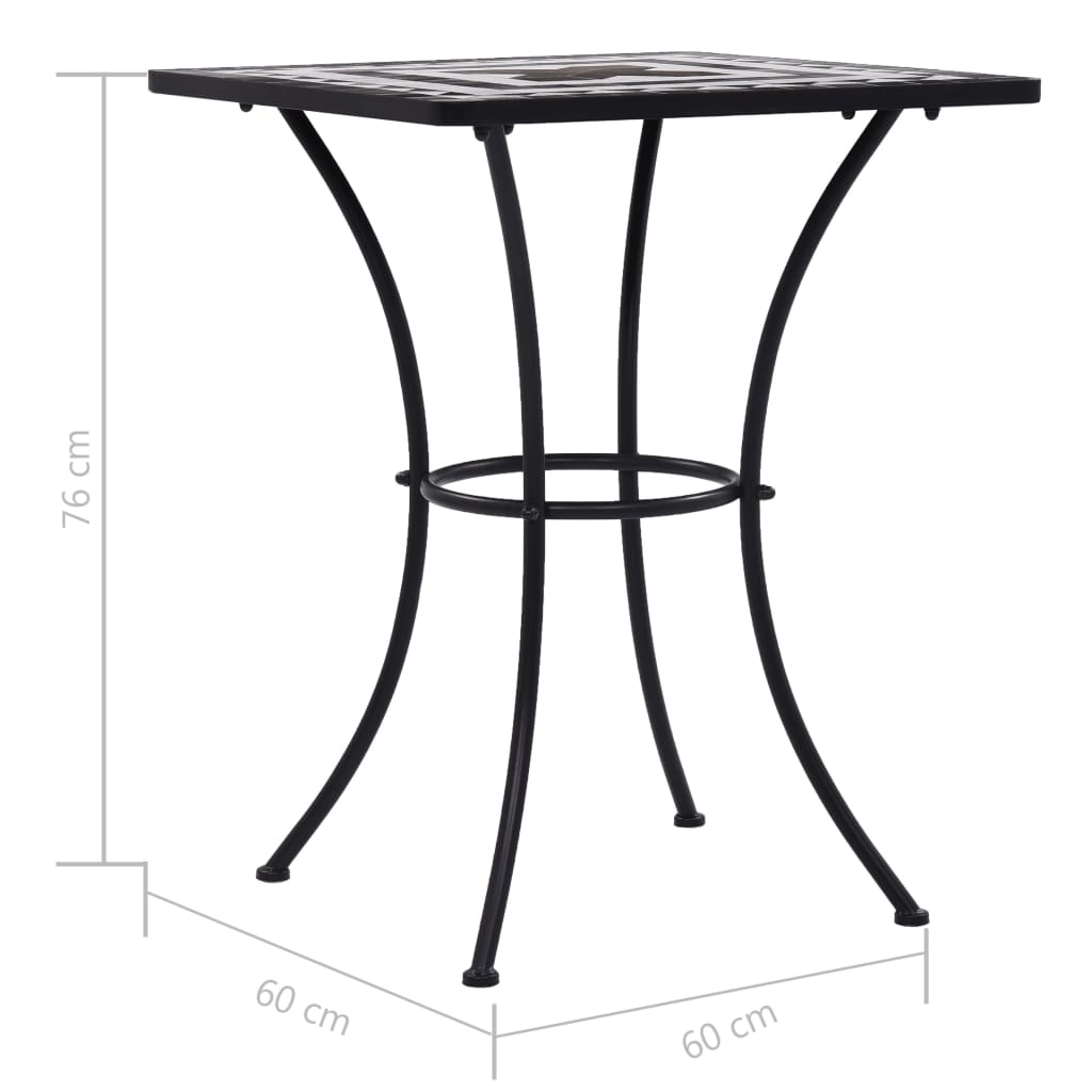 3 Piece Mosaic Bistro Set Ceramic Tile Black and White- Outdoor Furniture Sets - HomeShopIreland - Home Shop Ireland - Outdoor Furniture Sets - 3 Piece Mosaic Bistro Set Ceramic Tile Black and White