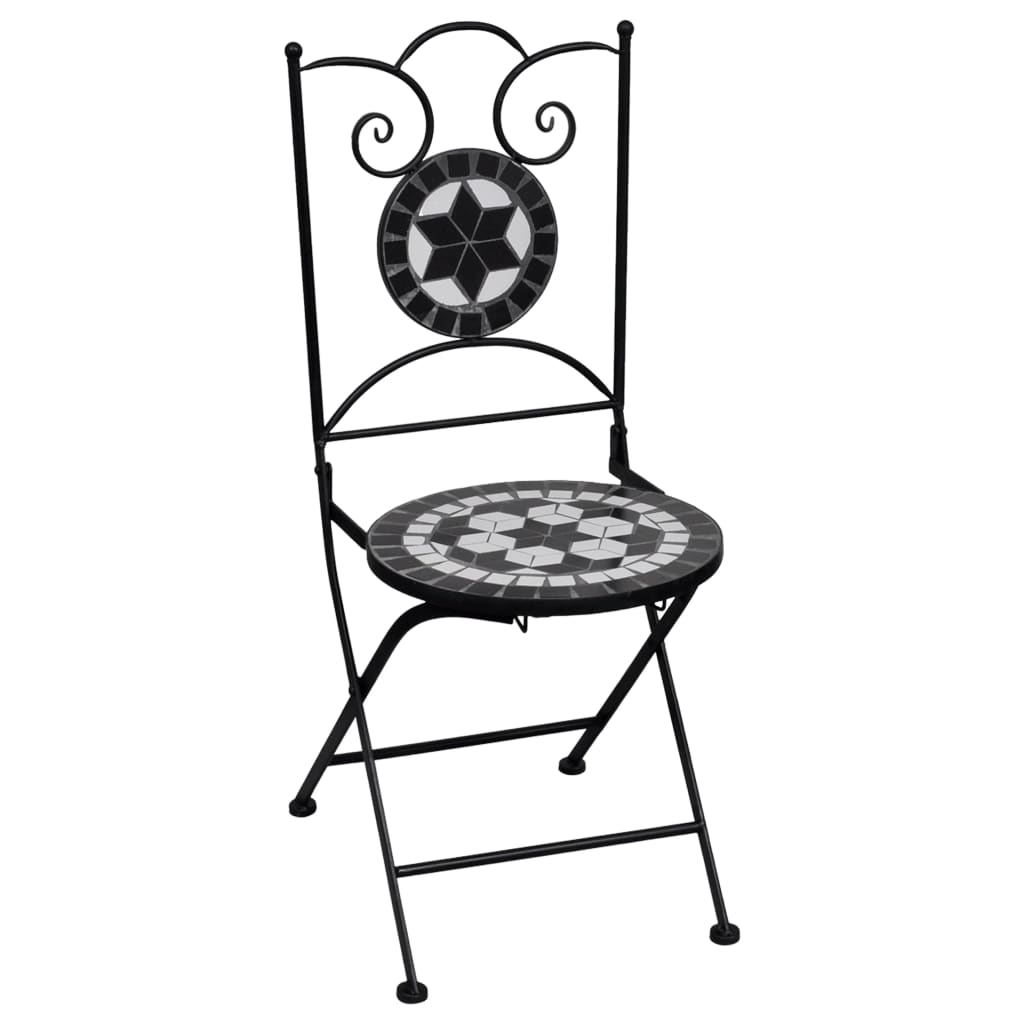 3 Piece Mosaic Bistro Set Ceramic Tile Black and White- Outdoor Furniture Sets - HomeShopIreland - Home Shop Ireland - Outdoor Furniture Sets - 3 Piece Mosaic Bistro Set Ceramic Tile Black and White