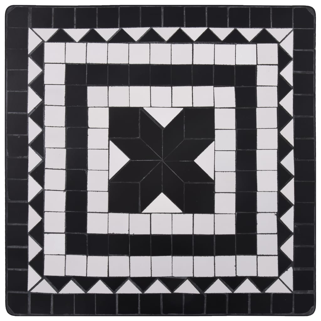 3 Piece Mosaic Bistro Set Ceramic Tile Black and White- Outdoor Furniture Sets - HomeShopIreland - Home Shop Ireland - Outdoor Furniture Sets - 3 Piece Mosaic Bistro Set Ceramic Tile Black and White