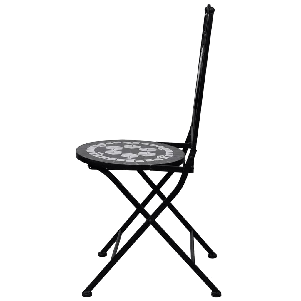 3 Piece Mosaic Bistro Set Ceramic Tile Black and White- Outdoor Furniture Sets - HomeShopIreland - Home Shop Ireland - Outdoor Furniture Sets - 3 Piece Mosaic Bistro Set Ceramic Tile Black and White