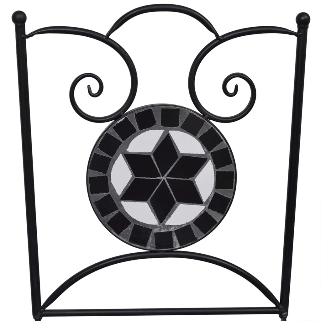 3 Piece Mosaic Bistro Set Ceramic Tile Black and White- Outdoor Furniture Sets - HomeShopIreland - Home Shop Ireland - Outdoor Furniture Sets - 3 Piece Mosaic Bistro Set Ceramic Tile Black and White