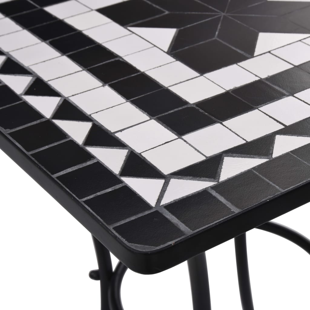 3 Piece Mosaic Bistro Set Ceramic Tile Black and White- Outdoor Furniture Sets - HomeShopIreland - Home Shop Ireland - Outdoor Furniture Sets - 3 Piece Mosaic Bistro Set Ceramic Tile Black and White