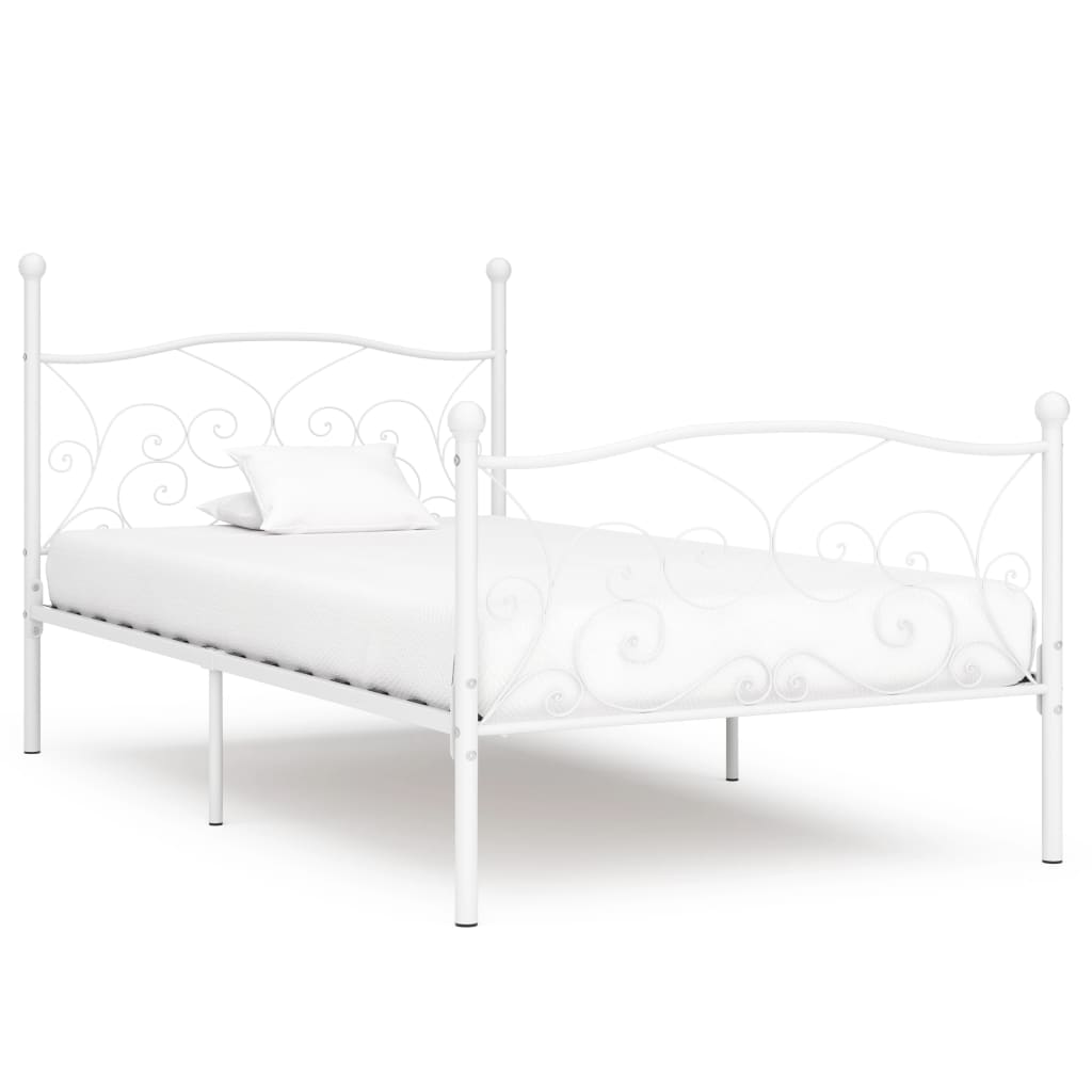 Bed Frame with Slatted Base White Metal 90x200 cm- Beds & Bed Frames - HomeShopIreland - Home Shop Ireland - Beds & Bed Frames - Bed Frame with Slatted Base White Metal 90x200 cm