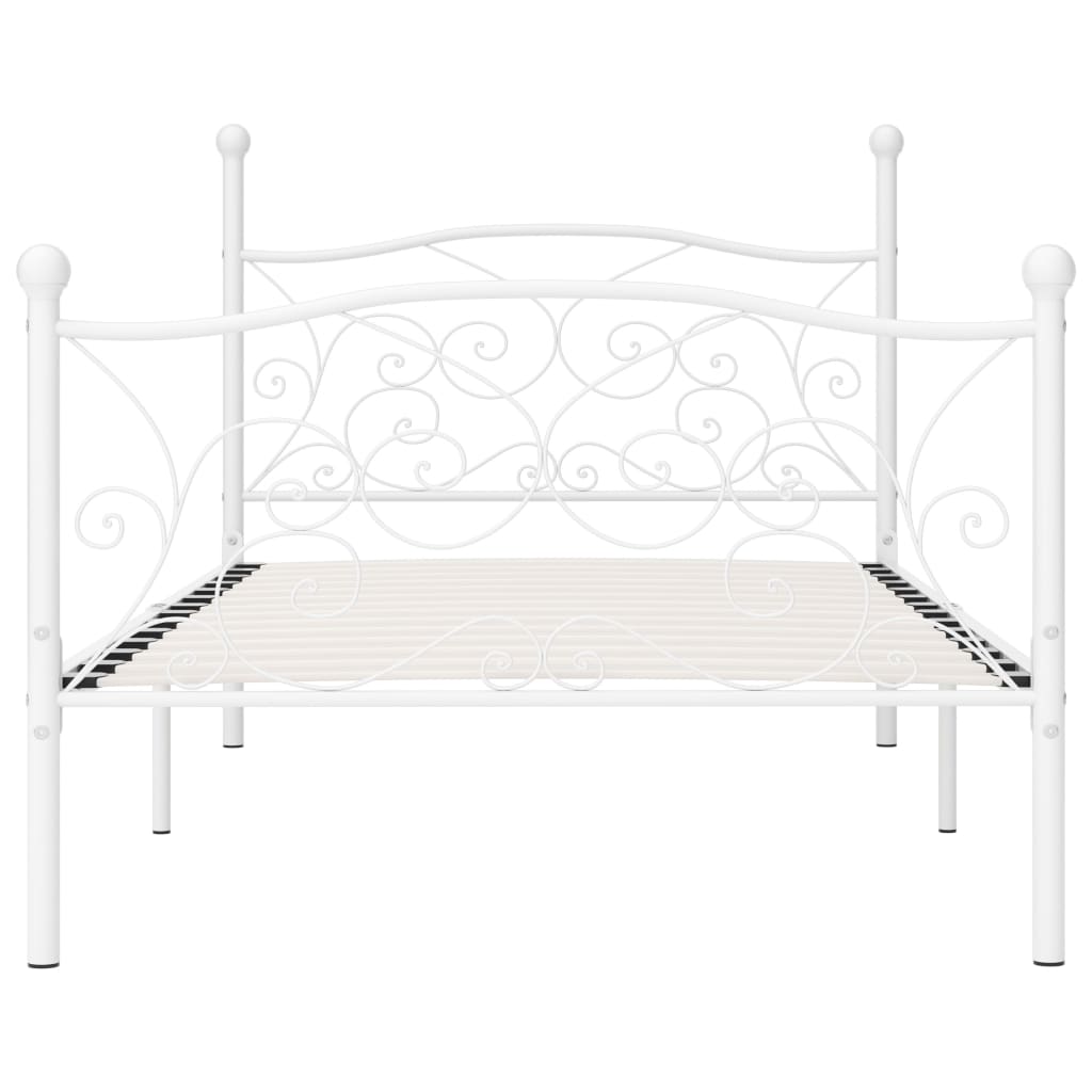 Bed Frame with Slatted Base White Metal 90x200 cm- Beds & Bed Frames - HomeShopIreland - Home Shop Ireland - Beds & Bed Frames - Bed Frame with Slatted Base White Metal 90x200 cm