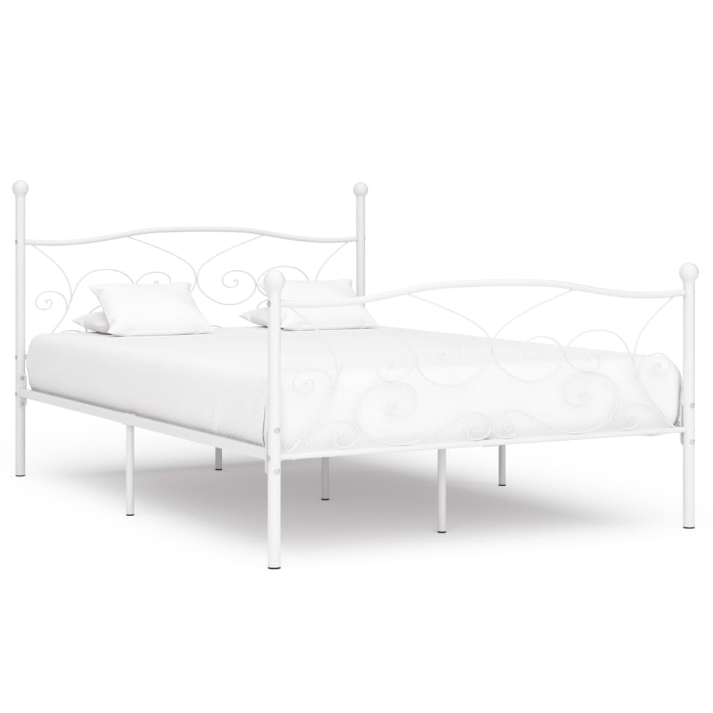 Bed Frame with Slatted Base White Metal 120x200 cm- Beds & Bed Frames - HomeShopIreland - Home Shop Ireland - Beds & Bed Frames - Bed Frame with Slatted Base White Metal 120x200 cm