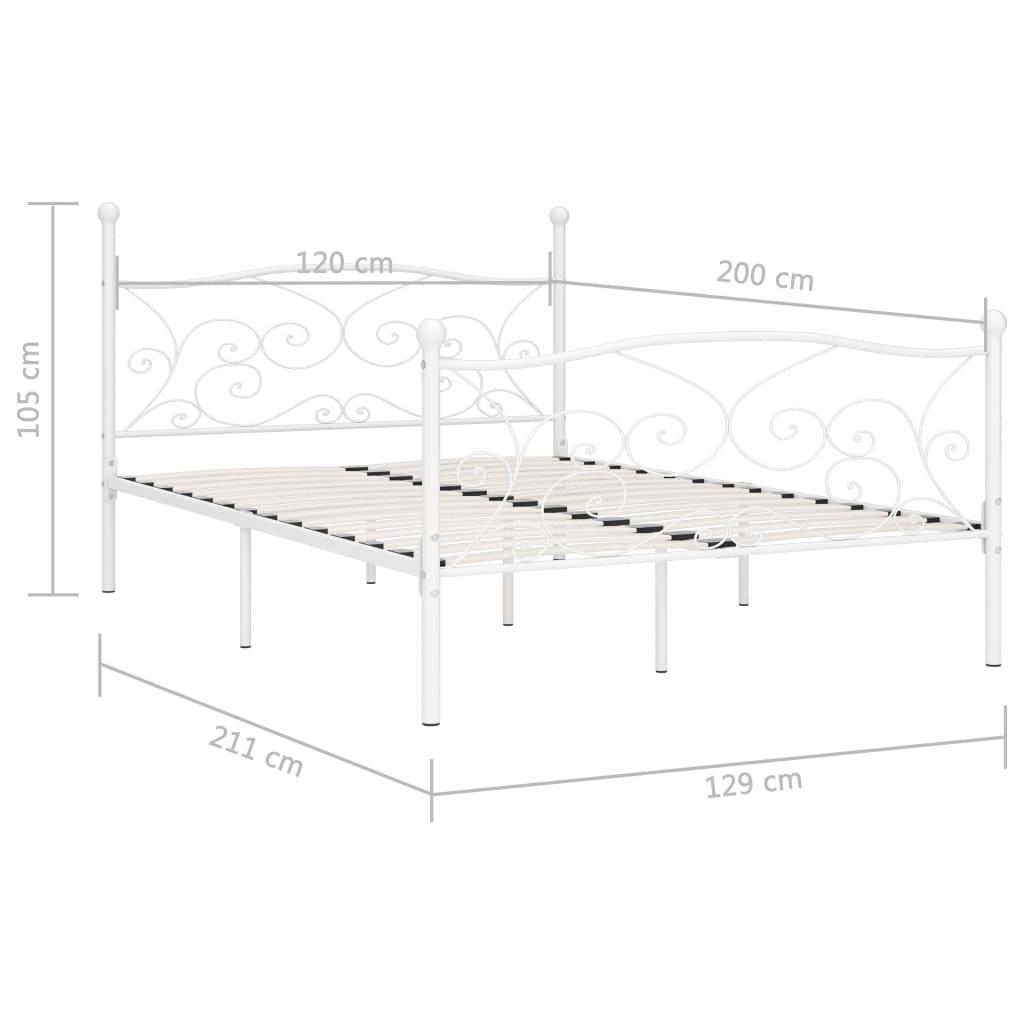Bed Frame with Slatted Base White Metal 120x200 cm- Beds & Bed Frames - HomeShopIreland - Home Shop Ireland - Beds & Bed Frames - Bed Frame with Slatted Base White Metal 120x200 cm