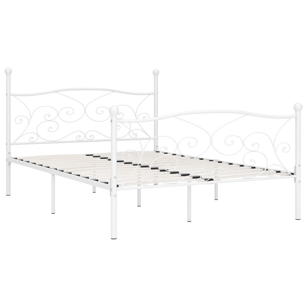 Bed Frame with Slatted Base White Metal 160x200 cm- Beds & Bed Frames - HomeShopIreland - Home Shop Ireland - Beds & Bed Frames - Bed Frame with Slatted Base White Metal 160x200 cm