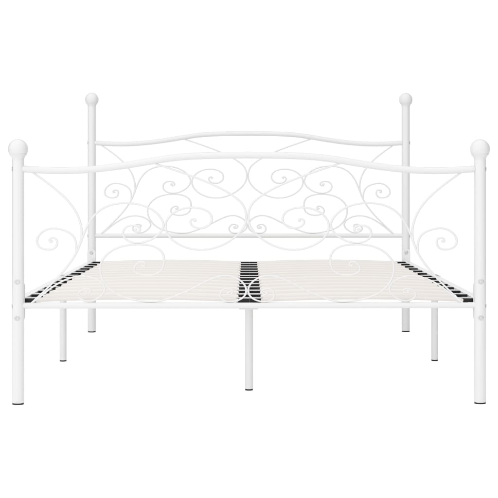 Bed Frame with Slatted Base White Metal 160x200 cm- Beds & Bed Frames - HomeShopIreland - Home Shop Ireland - Beds & Bed Frames - Bed Frame with Slatted Base White Metal 160x200 cm