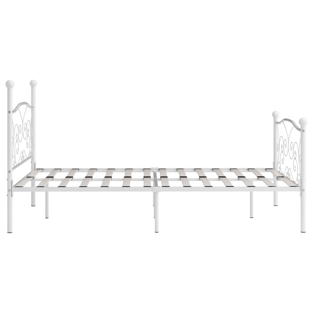 Bed Frame with Slatted Base White Metal 160x200 cm- Beds & Bed Frames - HomeShopIreland - Home Shop Ireland - Beds & Bed Frames - Bed Frame with Slatted Base White Metal 160x200 cm