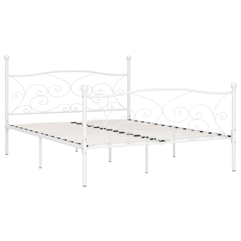 Bed Frame with Slatted Base White Metal 200x200 cm- Beds & Bed Frames - HomeShopIreland - Home Shop Ireland - Beds & Bed Frames - Bed Frame with Slatted Base White Metal 200x200 cm