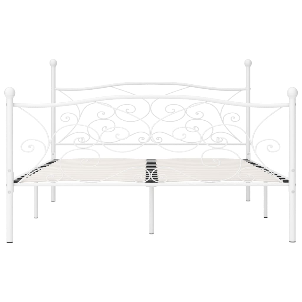 Bed Frame with Slatted Base White Metal 200x200 cm- Beds & Bed Frames - HomeShopIreland - Home Shop Ireland - Beds & Bed Frames - Bed Frame with Slatted Base White Metal 200x200 cm