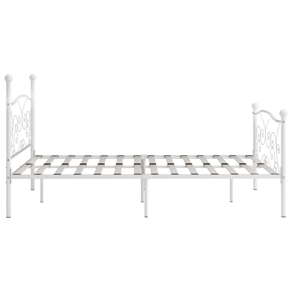 Bed Frame with Slatted Base White Metal 200x200 cm- Beds & Bed Frames - HomeShopIreland - Home Shop Ireland - Beds & Bed Frames - Bed Frame with Slatted Base White Metal 200x200 cm